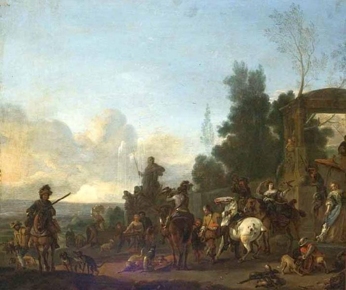 Carel Van der Pluym Departure for hunting oil painting image